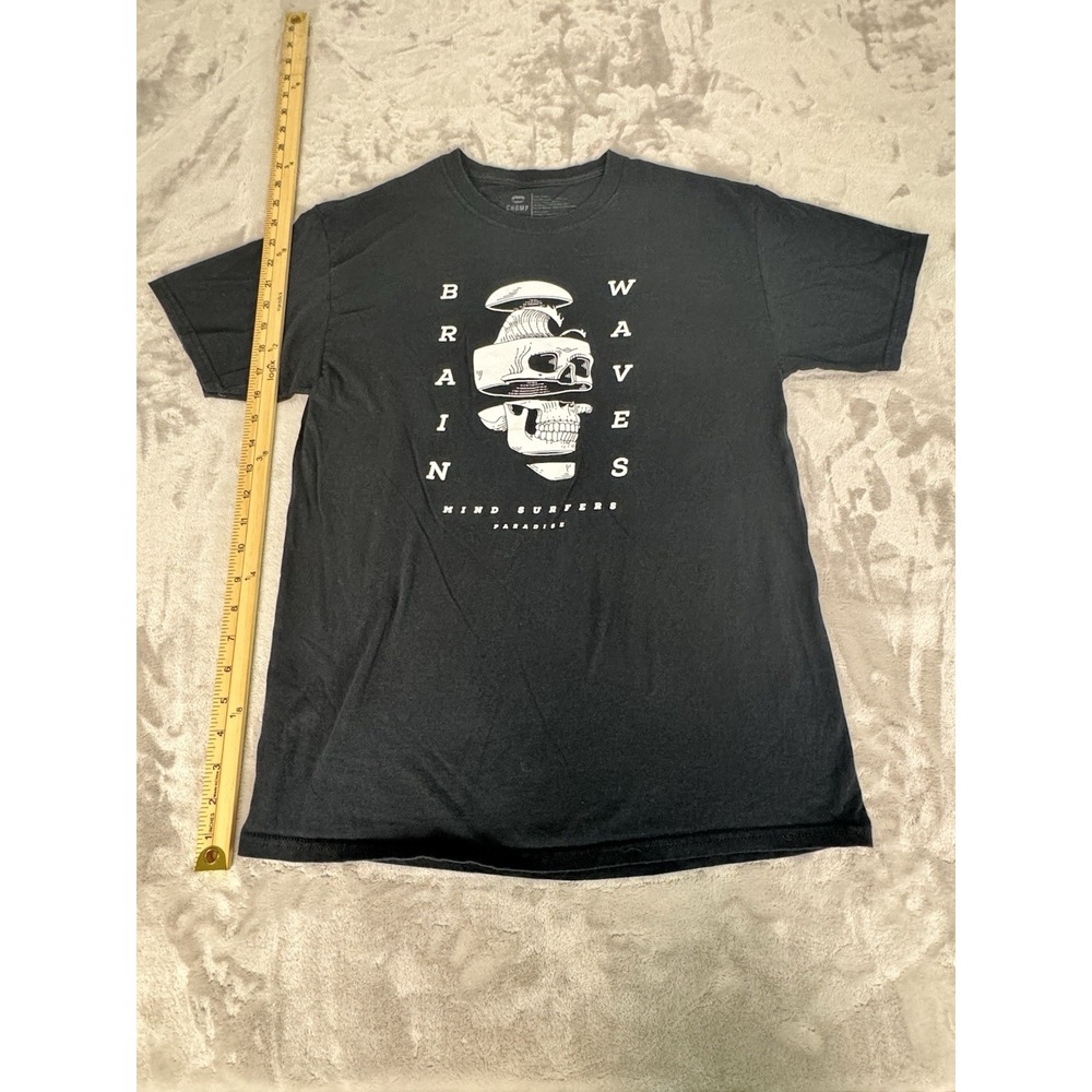 Chomp Shirt Mens Medium Black‎ Faded Skull Graphic Distressed Short Sleeve